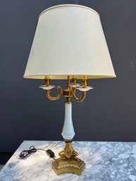 Vintage Neoclassical Opaline 3-Armed Table Lamp