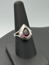 Teardrop Amethyst & Sterling Silver Ring