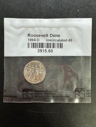 1994-D Uncirculated Roosevelt Dime In Littleton Package