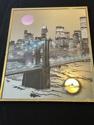 Funky 16 X 20 Mirror With Panoramic Brooklyn Bridge Overlay