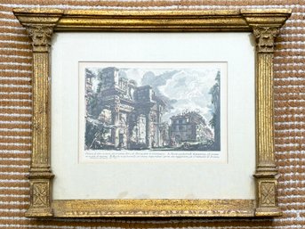 A Hand Colored Italian Etching, Classical Architecture