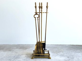 A Set Of Antique Brass Fireplace Tools