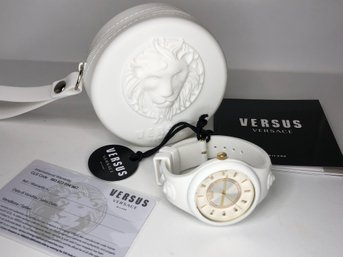 (1 Of 2) Fabulous $495 VERSACE / VERSUS Watch - Silicone Case / Band PLUS Bonus Wristlet Silicone Mini Purse