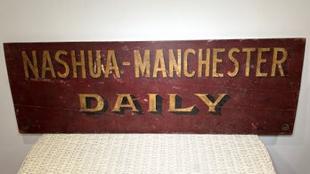 Antique Nashua-Manchester Daily Painted Wooden Sign