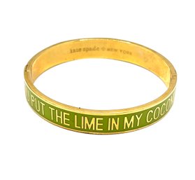 Beautiful Kate Spade Designer 'you Put The Lime In My Coconut' Two Toned Hinged Bangle Bracelet