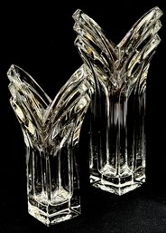 Vintage Pair Of Mikasa Art Deco Crystal Vases.