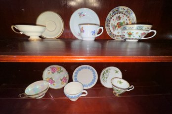 Six Vintage China Tea Cups & Saucers- Rochelle, T & B/ England, Royal Adderly/ Canada & RS  Japan