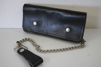 Vintage Black Leather Key Chain Wallet