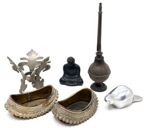 Vintage Perfume Bottle, 2 Indian Bowls, Buddha & More
