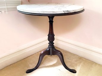 A Vintage Marble Top Mahogany Spindle Based Occasional Table