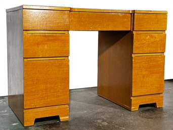 A Vintage Mid Century Modern Teak Knee Hole Desk