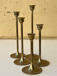 Made In Taiwan Set Of 5 Brass Candlestick Holders