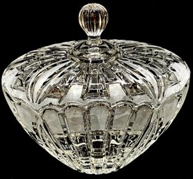 Stunning, Oval Art Deco Vanity Crystal Bowl With Lid.