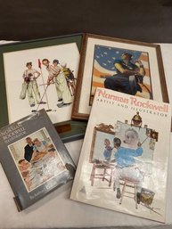 Norman Rockwell Collection 2 Framed Art Prints And 2 Books By Arthur L. Guptill & Harry N. Abrams