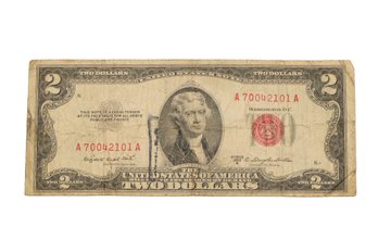 1953-B Two Dollar Bill With Red Seal