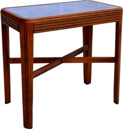 An Art Deco Side Table With Cobalt Mirrored Top