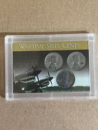 1943 Wartime Steel Cents In Plastic Case