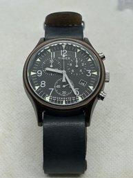 Stunning TIMEX MK1 MILITARY-STYLE CHRONOGRAPH- Black On Black With Gray Numerals/dials