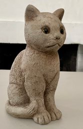 Vintage Heavy Composition Cat Doorstop With Glass Eyes