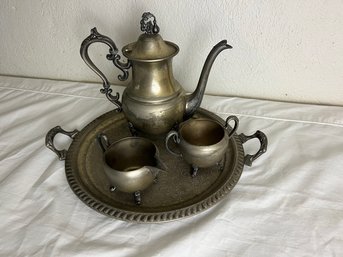 English Hallmarked Silver Over Copper Tea Set