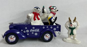 Coca-cola Bantam Truck With Polar Bear Ski Figurine