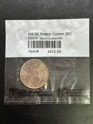 2000-P Uncirculated MA 50 States Commemorative Quarter In Littleton Package