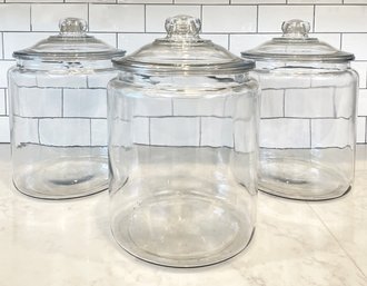 A Set Of 3 Modern Glass Canisters