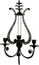 An Antique Lyre Form Candle Sconce