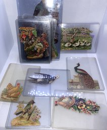 Collection Of Antique Victorian Era Chromolithographic Calling Cards- Birds And Horses