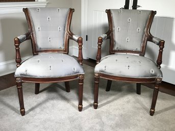 Paid $389 Each - Fabulous Pair Of French Style Decorator Chairs - Hand Carved Frames - Very Pretty Pair !