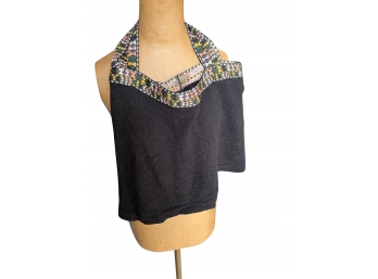 Madewell Black / Multi Embroidered Knit Top Size XXS