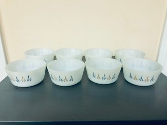 Anchor Hocking-Fire-King Candle Glow Atomic White Milk Glass Custard Cups