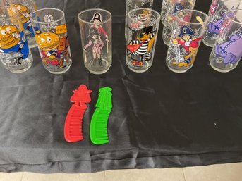 11 Vintage McDonald Glasses And 2 Combs