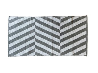 Grey & White Chevron Rag Rug