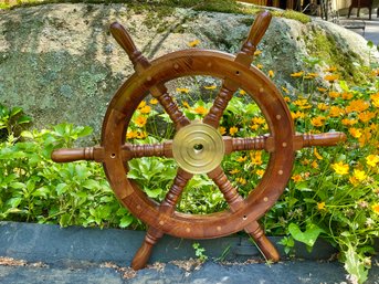 Decorative Ship Steering Wheel With Brass Center