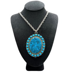 Large Turquoise Color Pendant On Chain