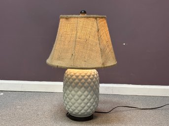 A Pretty Table Lamp With A Crackle-Finish Ceramic Body