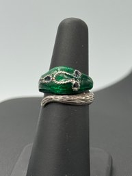 Multi Colored Enamel Sterling Silver Snake Ring