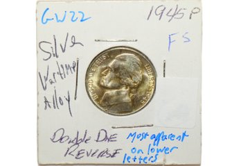 1945-P Silver Wartime Nickel Alloy Double Dye Reverse