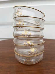 Vintage Gold Rimmed Monogrammed Bowls - Set Of Six