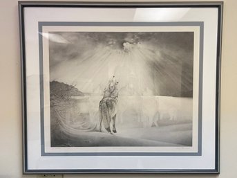 Signed Lithograph Print Of Charcoal Drawing