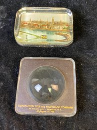 2 Piece Vintage Glass Paperweights