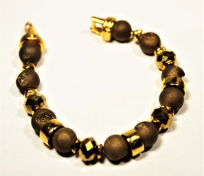 Signed Designer Barrera Gold Tone Beaded Bracelet