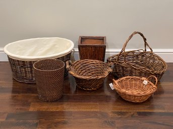 Collection Of Wicker Baskets- Various Shapes And Sizes
