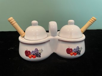 Houston Harvest Gift Products Ceramic Jam And Jelly Server Set With Metal Spoons