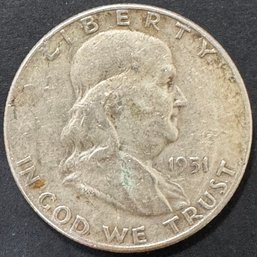 1951 Benjamin Franklin Silver Half Dollar