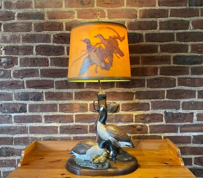 Duck Hunting Inspired Table Lamp With Gunstock Stem