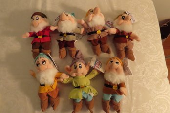 -Set Of Disney 7 Dwarfs Bean Bag Toys With Tags:  8 Tall