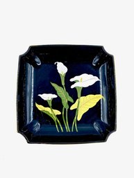 Vintage Japanese Yamaji Iris & Gold Rim On Black Plate