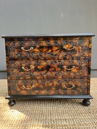 Vintage Sarreid Tortoise Bachelor's Chest With Engraved Details